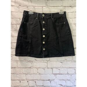 American Eagle black denim button down skirt size 4